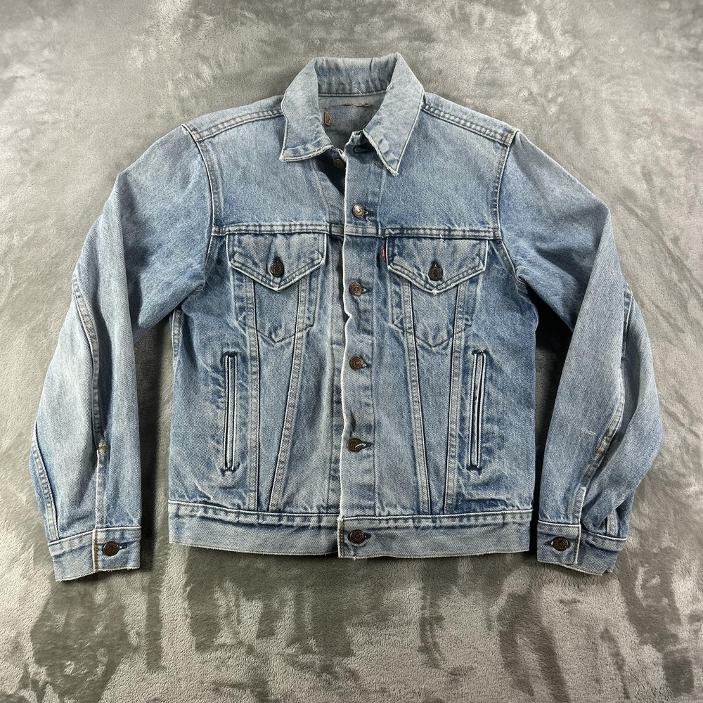 Vintage Levi's Jacket Mens Medium Blue Denim Bomber Button Front Made USA